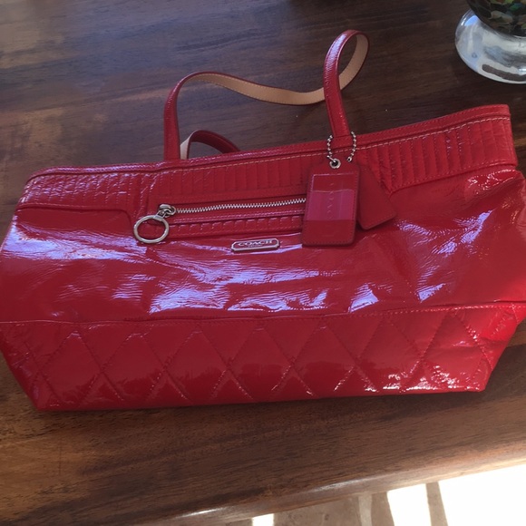 Red Patent Coach Purse - Picture 2 of 2